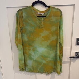 LOGO 7 Green and Yellow Tie-Dye Long Sleeve Tee